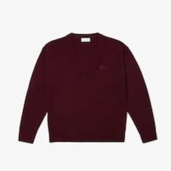 Lacoste Red V-Neck Wool Sweater